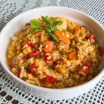 Rižota s papriko, koruzo in parmezanom